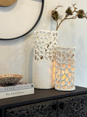 Fluid Home Interiors - Ecomix natural cream hurricane lamp - Libra Interiors