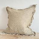 Willow Washed Olive Green Linen Ruffled Cushion 45×45cm