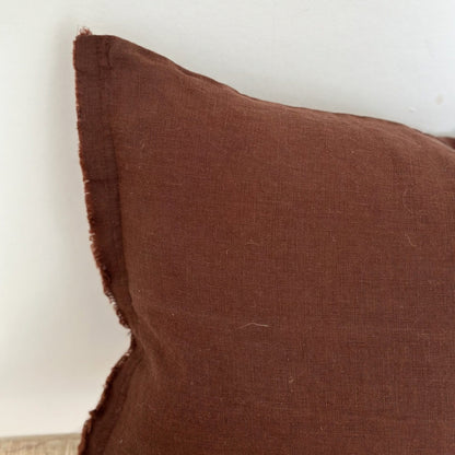 Fluid Home Interiors - Frayed Edge Dark Brown Linen 50x30cm - EllenVale Interiors