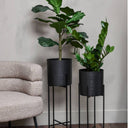 Fluid Home Interiors - Putney Floor Standing Matt Black Set of 2 Planters - Libra Interiors