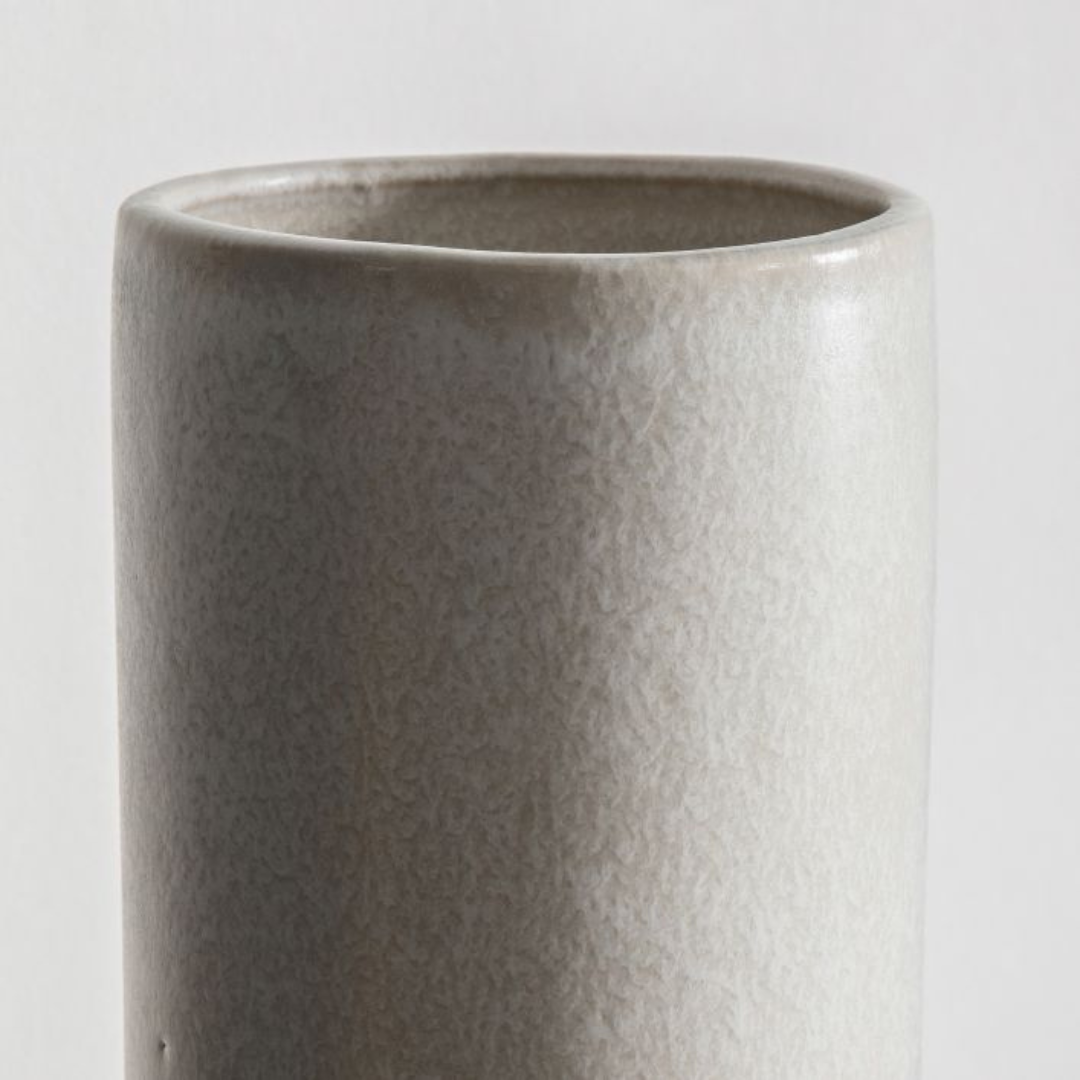 White Stoneware Tall Vase