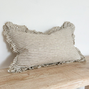 Fluid Home Interiors - Linen Ruffle Olive Stripe Cushion - Ellenvale Interiors