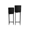 Fluid Home Interiors - Putney Floor Standing Matt Black Set of 2 Planters - Libra Interiors