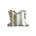 Fluid Home Interiors - Washed Teal Stripe Ruffled Cushion 45x45cm - Ellenvale Interiors