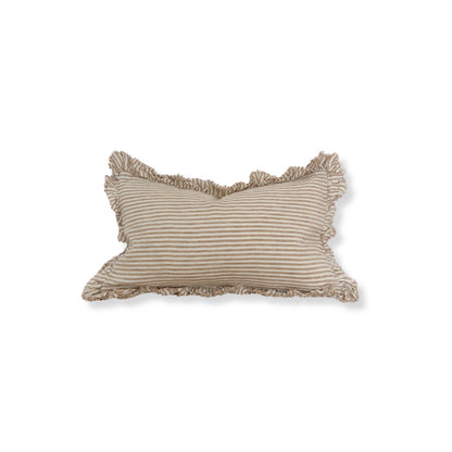 Fluid Home Interiors - Light Brown Stripe Ruffle Linen 50×30cm - EllenVale Interiors