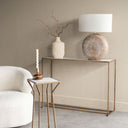 Fluid Home Interiors - Antique Copper Frame Ceramic Console Table - Libra Interiors