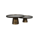 Fluid Home Interiors - Set of 2 Iron Coffee Tables in Rustic Antique Gold - Libra Interiors