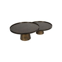 Fluid Home Interiors - Set of 2 Iron Coffee Tables in Rustic Antique Gold - Libra Interiors