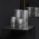 Fluid Home Interiors Black and Metallic Silver Ombre Wax Pillar Candle 7x19cm