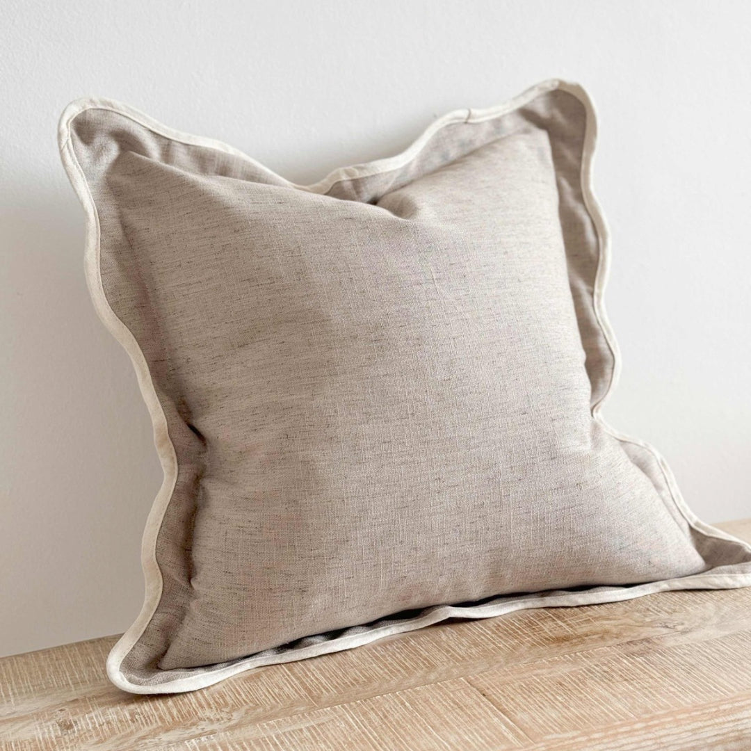 Fluid Home Interiors - Sand Scalloped Linen Blend Cushion 45x45cm - EllenVale Interiors