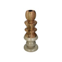 Solid wood and beige candle stick holders