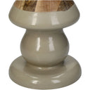 Solid wood and beige candle stick holders