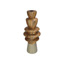 Solid wood and beige candle stick holders