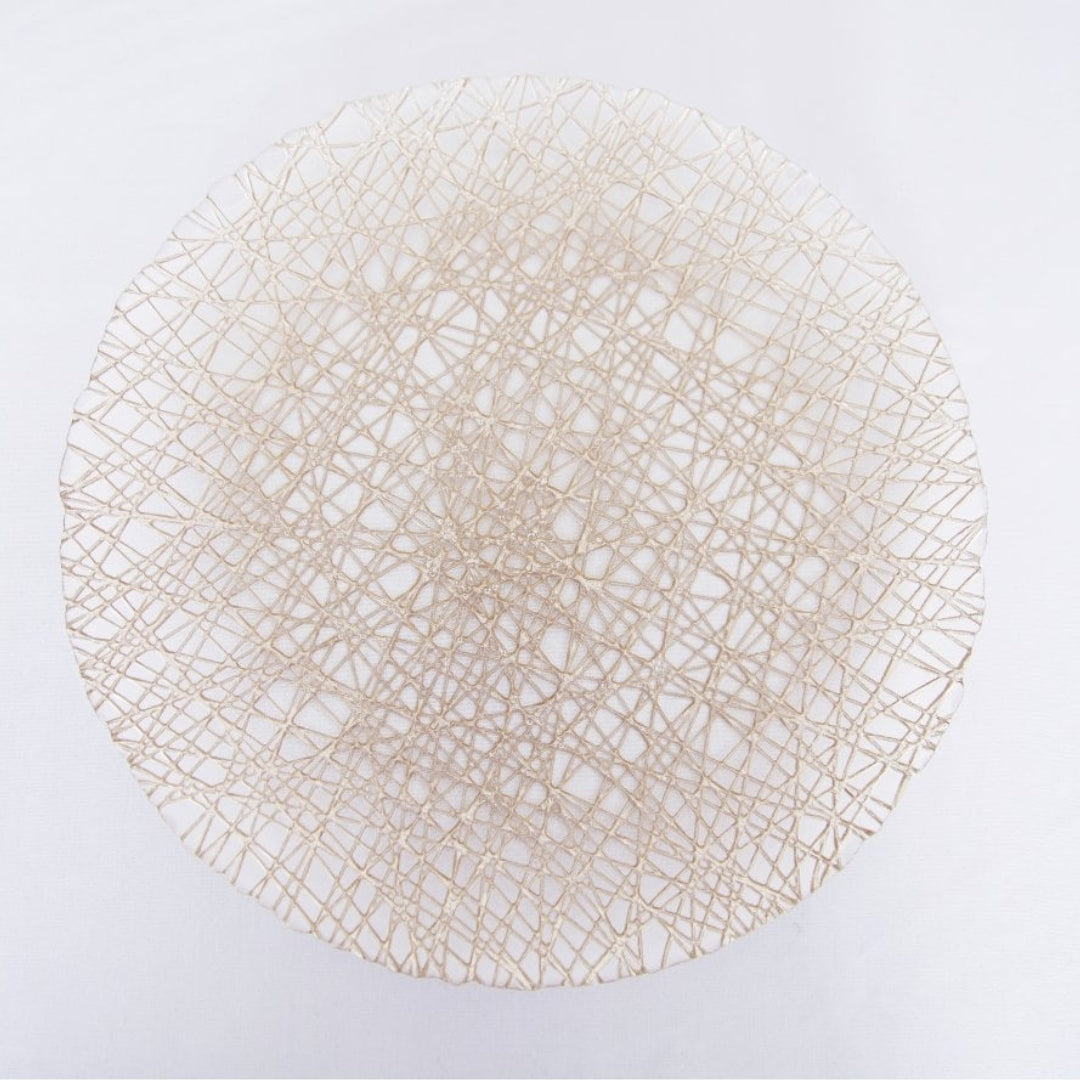 Fluid Home Interiors - Luxe Champagne Webbed Glass Charger Plate 