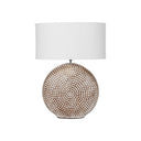 Fluid Home Interiors - Round Ceramic Lamp Base 65cm with Ivory Oval Drum Shade - Libra Interiors