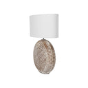 Fluid Home Interiors - Round Ceramic Lamp Base 65cm with Ivory Oval Drum Shade - Libra Interiors