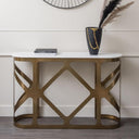 Fluid Home Interiors - Console Table Satin Bronze with Off-White Marble Top - Libra Interiors 