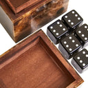 Carnaby Brown and Black Finish Dice Box With Five Dice