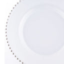 Fluid Home Interiors - Luxe Clear Glass Charger Plate With Silver Beads