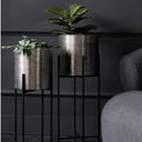 Fluid Home Interiors - Putney Floor Standing Nickel Set of 2 Planters - Libra Interiors