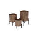 Fluid Home Interiors - Aged Gold Set of 3 Table Planters - Libra Interiors