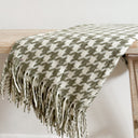 Fluid Home Interiors - Olive and Cream Dog Tooth Tassel Throw - EllenVale Interiors