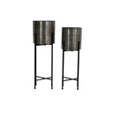 Fluid Home Interiors - Putney Floor Standing Nickel Set of 2 Planters - Libra Interiors