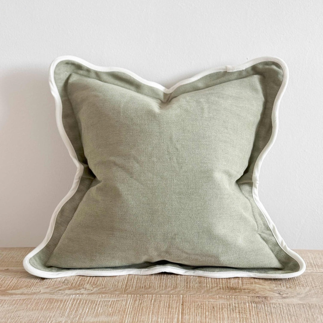 Fluid Home Interiors - Sage Scalloped Linen Blend Cushion 45x45cm - EllenVale Interiors 