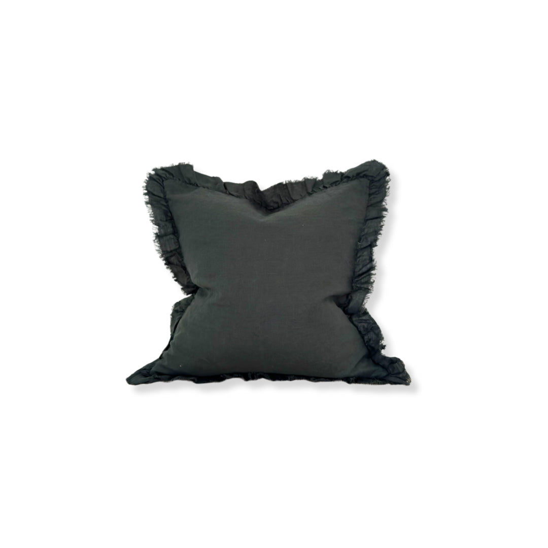 Fluid Home Interiors - Pine Green Ruffled Cushion 45x45cm - EllenVale Interiors