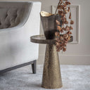 Fluid Home Interiors - The Battersea Iron Side Table in Rustic Antique Gold - Libra Interiors