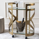 Fluid Home Interiors - Chiswick Drinks Trolley Satin Bronze Finish with Glass Shelves - Libra Interiors