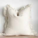 Fluid Home Interiors - Cream Ruffle Linen Cushion Cover 45x45cm - Ellenvale Interiors