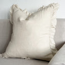 Fluid Home Interiors - Cream Ruffle Linen Cushion Cover 45x45cm - Ellenvale Interiors