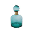 Fluid Home Interiors - The Teal Glass Bottle with Brass Detail with Lid - Libra Interiors