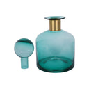 Fluid Home Interiors - The Teal Glass Bottle with Brass Detail with Lid - Libra Interiors