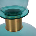 Fluid Home Interiors - The Teal Glass Bottle with Brass Detail with Lid - Libra Interiors