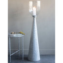 Fluid Home Interiors - Iron and Hammered Glass Hurricane Extra-Large Floor Chalk White - Libra Interiors