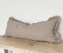 Jessy Dark Brown Stripe Linen Ruffle Cushion Cover 80x30cm