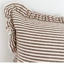 Jessy Dark Brown Stripe Linen Ruffle Cushion Cover 80x30cm