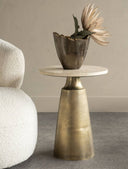 Fluid Home Interiors - Tivali Light Travertine Side Table - Libra Interiors