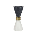 Fluid Home Interiors - Black and White Marble Candle Holders with Brass Trim - Libra Interiors