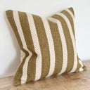 Fluid Home Interiors - Olive and Cream Stripe Cotton Cushion 45x45cm - Ellenvale Interiors