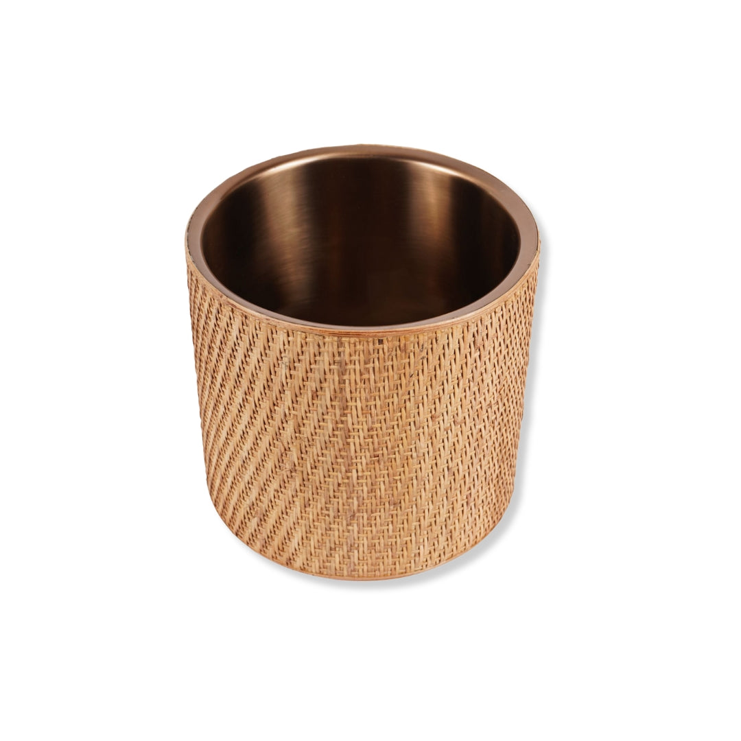 Fluid Home Interiors - Rattan Dusky Luxe Gold Champagne Cooler - Libra Interiors