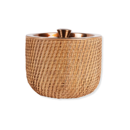 Fluid Home Interiors - Rattan Dusky Luxe Gold Ice Bucket with Lid - Libra Interiors