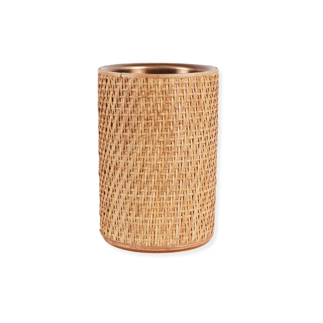 Fluid Home Interiors - Rattan Dusky Luxe Gold Wine Cooler - Libra Interiors