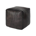 Fluid Home Interiors - Cube Leather Pouffe in Charcoal -Libra Interiors