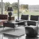 Fluid Home Interiors - Cube Leather Pouffe in Charcoal -Libra Interiors