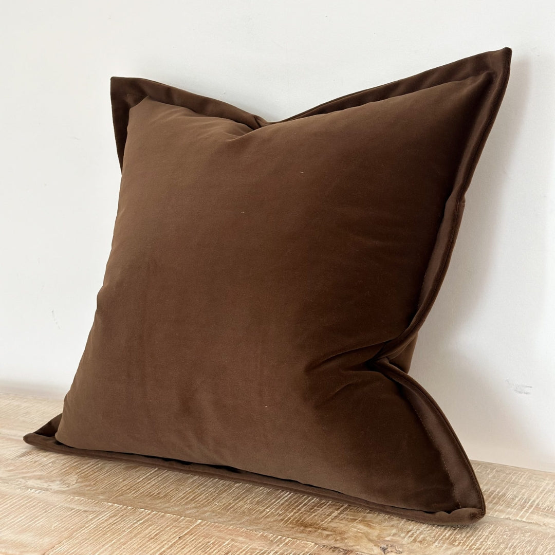 Fluid Home Interiors - Fern Dark Chocolate Velvet Cushion Cover - Ellenvale Interiors