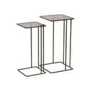 Fluid Home Interiors - Set of 2 Glass and Metal Side Tables - Libra Interiors