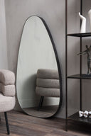 Fluid Home Interiors - Oversized Metal Framed Mirror Oak Wood Finish 150x86cm - Libra Interiors